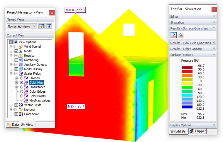 面压力的彩色图显示
